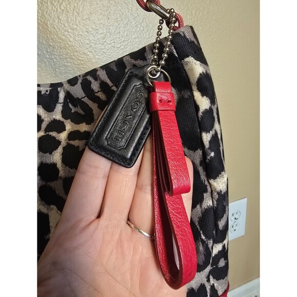 Coach Parker Ocelot Hobo purse in great condition animal print and red leather - Picture 3 of 9